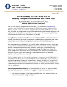 NGFA Summary of FSMA Final Regulations For Sanitary Transportation of ...